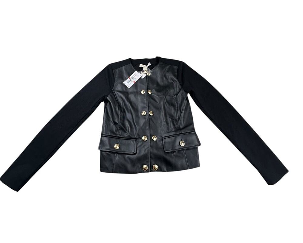 NWT MICHAEL MICHAEL KORS Women's Button-Front Mixed-Media Jacket Size XS